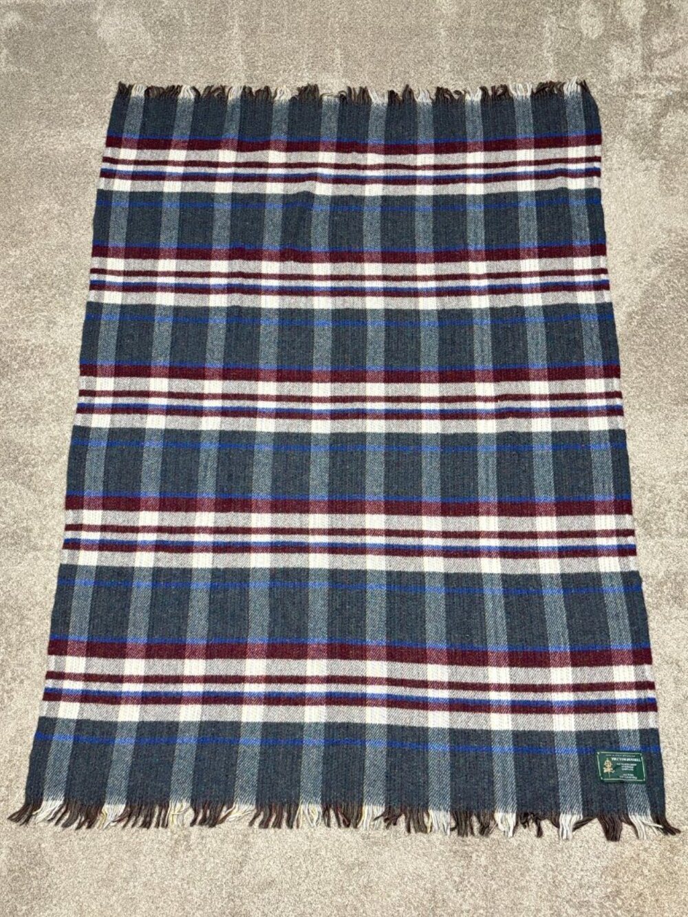 Vintage Hector Russell Scotland All Wool Plaid Tartan Fringed Blanket 72x52
